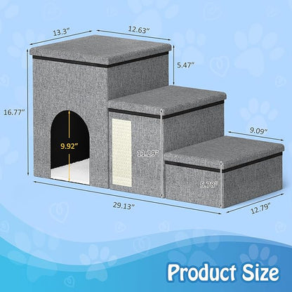 Dog Stairs for Small Dogs Medium Dogs Large Dogs Pet Stairs for High Beds and Sofas 3-Step Pet