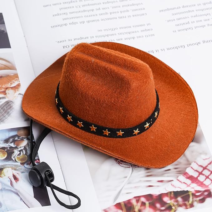 choyaxo Pet Cowboy Costume Cosplay Cap Halloween Costumes for Dogs Cat Pet Party Decoration Mini Cowboy Hat (Brown