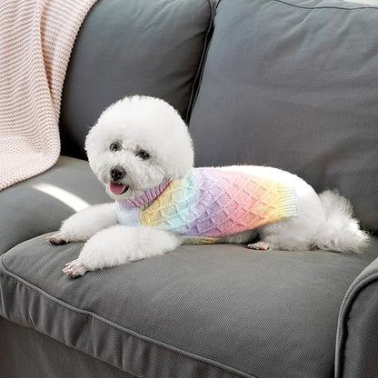 YUDODO Dog Sweater for Small Dogs Colorful Knitted Puppy Sweater Pet Dog Winter Clothes Warm Sweater for Yorkies Chihuahua(Small