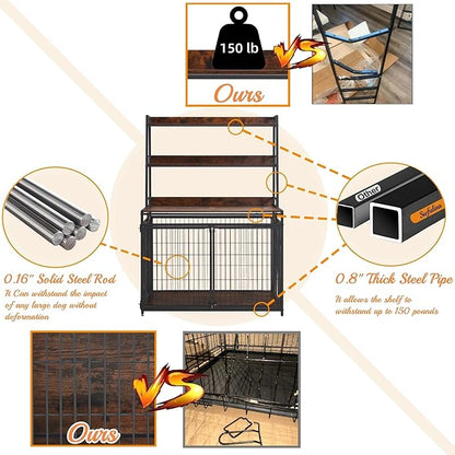 Furniture Style Dog Crate for Small/Medium/Large/X-Large Dog 3 Doors, 3-Layer Storage