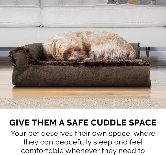 Furhaven Cooling Gel Dog Bed for Large/Medium Dogs w/ Removable Bolsters & Washable Cover 55 lbs