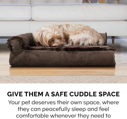 Furhaven Memory Foam Dog Bed for Large/Medium Dogs w/ Removable Bolsters & Washable Cover 55 lbs