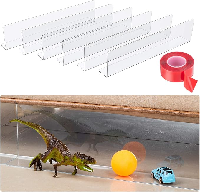 Under Bed Blocker for Pets Dogs 6 Pack 3.9 Inches High Toy Blocker, Couch Blockers with Strong Adhesive, Gap Stopper Under Couch or Bed to Stop Things Going Into