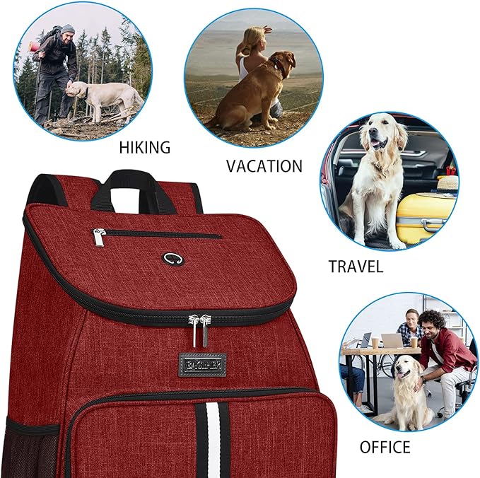 BAGLHER丨Dog Travel Bag, Airline Approved Pet Supplies Backpack, Dog Travel Backpack with 2 Silicone Collapsible Bowls and 2 Food Baskets