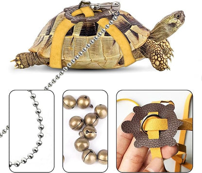 Pet Tortoise Turtle Leather Harness Small Pet Turtle Leash and Harness Pet Tortoise Leash Suitable for Tortoise Supplies Adjustable Control Leash (M,Black)