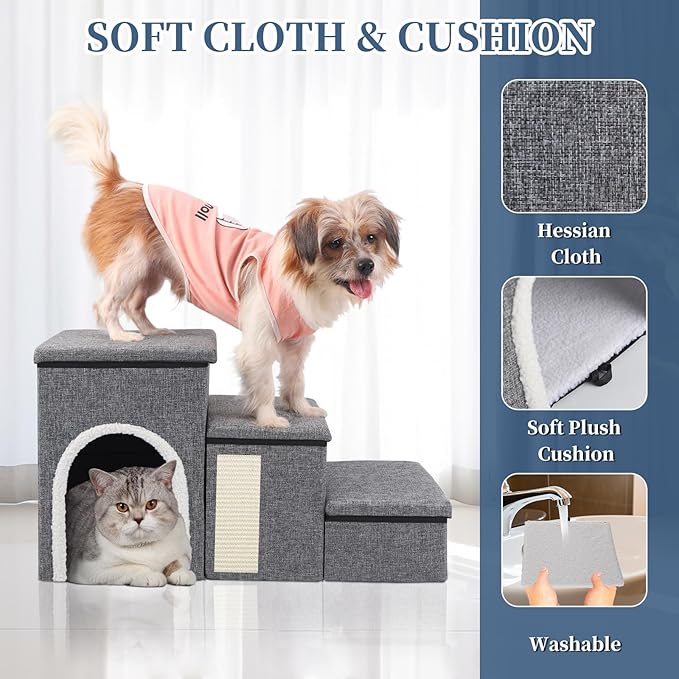 Dog Stairs for High Bed and Couch 4 IN 1 Foldable 180LBS