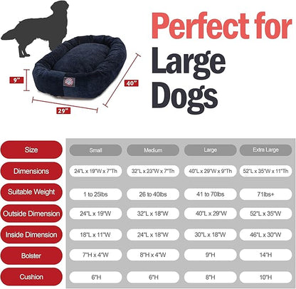 Majestic Pet 40 Inch Micro Velvet Calming Dog Bed Washable – Cozy Soft Round Dog Bed with Spine for Head Support 40x29x9 (inch)