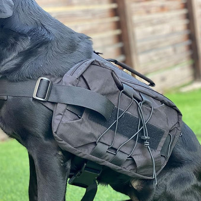 Large Dog Backpack, Outdoor Hound Saddle Bag Dog Pack with Side Pockets for Small Medium Large Dogs, Adjustable Tactical Dog Pack for Hiking, Travel, Camping, Training Black M