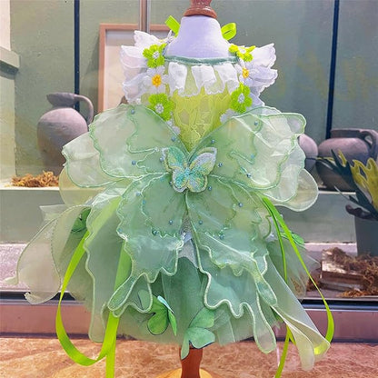 Dog Princess Dresses for Small Dogs Lolita Clothes Butterfly Costume Pet Girl Cute Coat Outfits Summer Costumes Puppy Handmade Skirt Cat Spring (XS