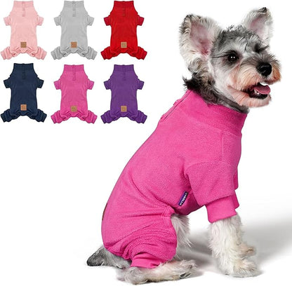 cyeollo Fleece Dog Pajamas Dog Pjs Jumpsuit Thermal Dog Onesie Stretchable Doggie Coat Girls Dog Clothes for Medium Sized Dogs