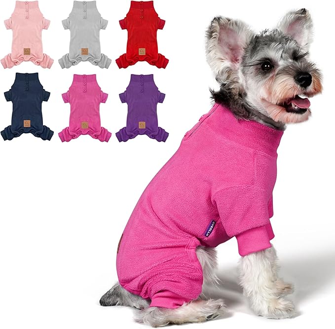 cyeollo Dog Pajamas Warm Fleece Small Dog Pjs Thermal Dog Onesie Stretchable Jumpsuit Pet Coats for Small Dogs Girls Apparel