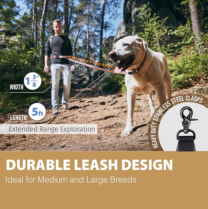 Hands Free Dog Leash with Waist Belt Lifetime Replacement 5518