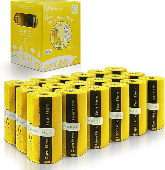 Compostable Dog Poop Bags Bags-270 Count 18 Rolls,