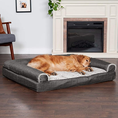 Furhaven Orthopedic Dog Bed for Large Dogs w/ Removable Bolsters & Washable Cover 95 lbs