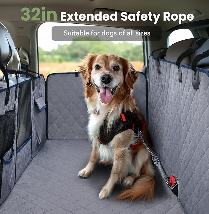 Back Seat Extender for Dogs with Storage