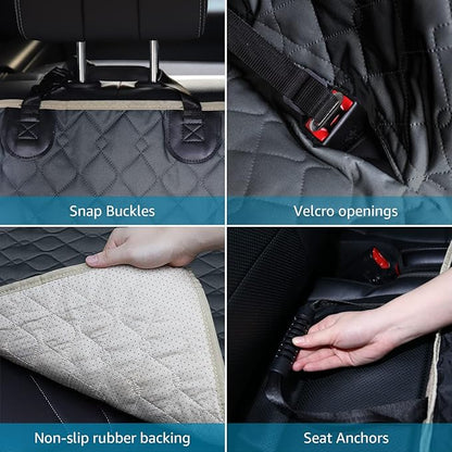 Lassie Dog Car Seat Covers for Back Seat Waterproof with Mesh Visual Window Durable Scratchproof Nonslip Dog Car Hammock with Universal Size Fits for Cars