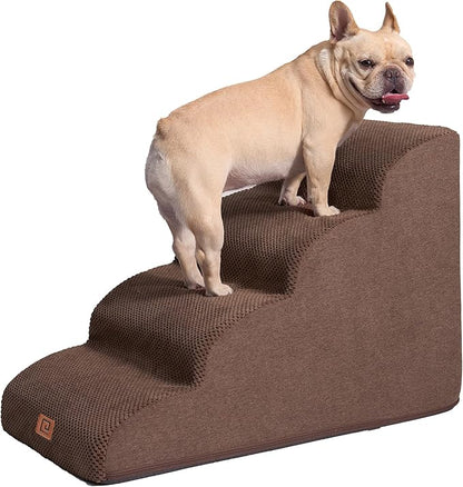 EHEYCIGA Curved Dog Stairs for High Beds 19.7" H 4-Step Dog