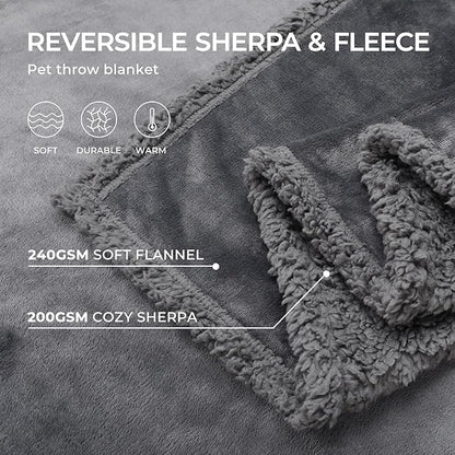 Waterproof Pet Blanket, Liquid Pee Proof Dog Blanket for Sofa Bed Couch, Reversible Sherpa Fleece Furniture Protector Cover for Small Medium Large Dogs Cats, Dark Gray Medium（57" x 40"）