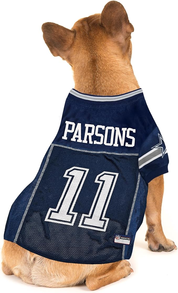 NFLPA Micah Parsons PET Jersey, NFL Dog Shirt, Size X-Small, Dallas Cowboys Mesh Jersey for Dogs