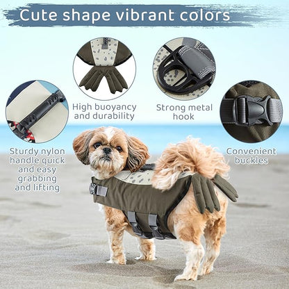 Gyuzh Dog Life Jacket for Swimming,Dog Life Vest for Swimming Boating,Dog Flotation Vest Hign Buoyancy,Shark Dog Swim Safety Vest,Dog Life Jacket with Rescue Handle for Small Medium Large Dogs