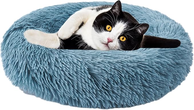 Aurako Cat Bed Dog Bed Round Cushion Pet 20" Cyan