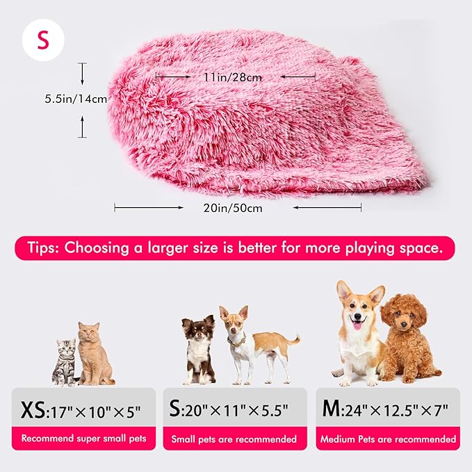 3in1 Dog Beds for Small Dogs with Blanket Attached and Removable Cover, Fluffy Donut Calming Cat Beds Washable Round(Pink,Small)