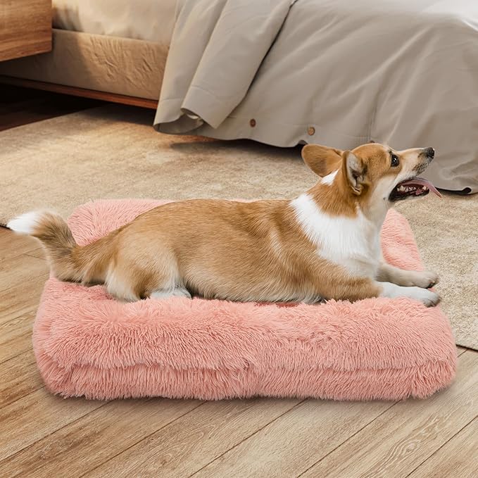 MoNiBloom 36.5"x29"x5" Dog Beds for Medium Size Dogs Machine-Washable Long Plush Pet Beds Warming Cozy Soft Bed for Dogs and Cat