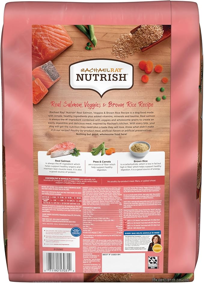 Nutrish Rachael Ray Real Salmon, Veggies & Brown Rice Recipe Dry Dog Food, 13 lb. Bag