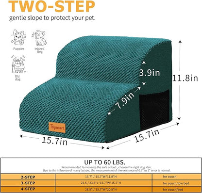 Topmart High Density Foam Pet Steps 2 Tiers 11.8" High,Non-Slip