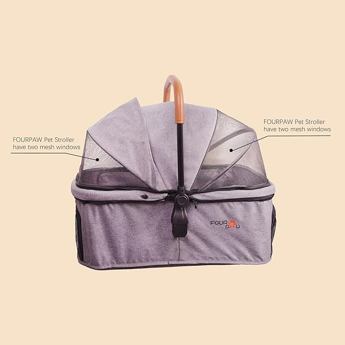 Pet Stroller Up to 55lbs Folding Lightweight Dog Stroller Cat Travel Stroller 600D Linen 360° cardan 3-in-1 Jogger