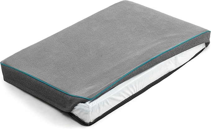 Lesure Dog Bed Cover Flannel - Small Dog Bed Washable Removable Cover, Plush Fleece Replacement Cover for Orthopedic Pet Mad Beds, 24x18x3 Inches Grey