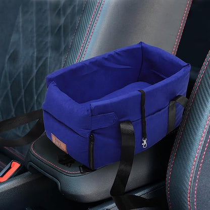 X AUTOHAUX Dog Car Seat Adjustable Straps Portable for Medium Small Sized Puppy Cat Seat Pets Soft Non Slip Bottom Travel Bed Blue