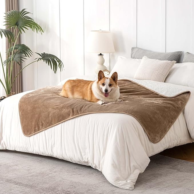 PETHUR Waterproof Dog Blankets for Large Dogs 40"x60", Coffee