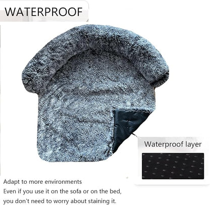 Calming Dogs/Cats Bed Fluffy Plush Dogs/Cats Mat for Furniture Protector with Waterproof Lining