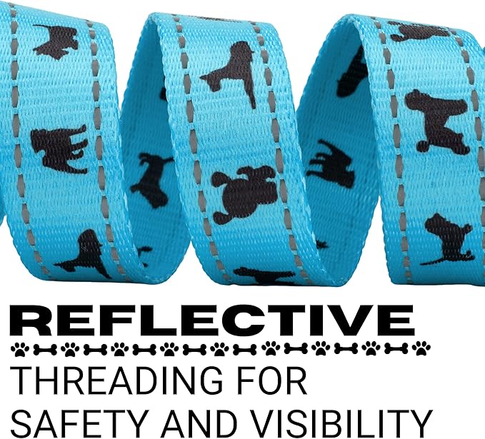 EcoBark Dog Leash - Soft & Reflective Comfort Training Leashes with Padded Handle - Strong Durable Heavy Duty - Training and Pulling for Small, Medium or Large Dogs (Sky Blue)