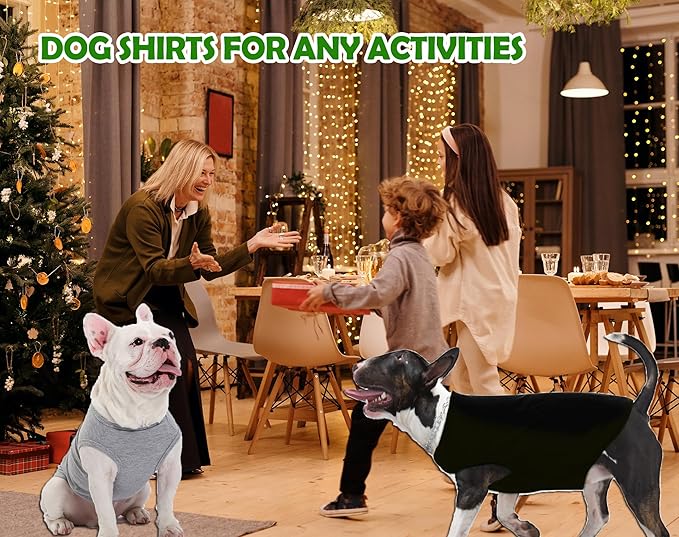 Dog Blank Large Shirts,Cool Clothes for Big Dogs,Girl Boy Summer Cotton Pitbull Dachshund Tee Shirt Lightweight Costume,Black Grey XL