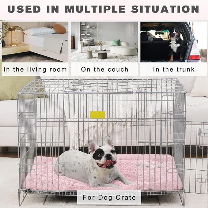 Washable Dog Bed Mat Reversible Dog Crate Pad Soft Fluffy Pet Kennel Beds Dog Sleeping Mattress for Large Jumbo Medium Small Dogs 35 x 22 Inch,