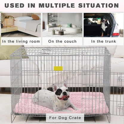 Washable Dog Bed Mat Reversible Dog Crate Pad Soft Fluffy Pet Kennel Beds Dog Sleeping Mattress for Large Jumbo Medium Small Dogs 41 x 27 Inch,