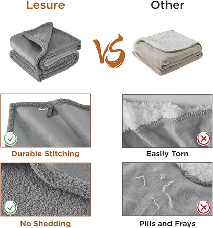 Lesure Waterproof Dog Blanket for Large Dogs 360GSM Wheat 200GSM Flannel 60x80