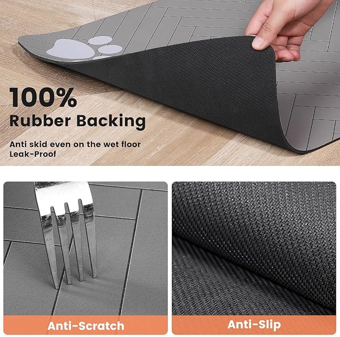 Pet Feeding Mat-Absorbent Pet Placemat for Food and Water Bowl (12"x20", Striped