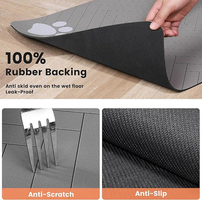 Pet Feeding Mat-Absorbent Pet Placemat for Food and Water Bowl (16"x24", Striped