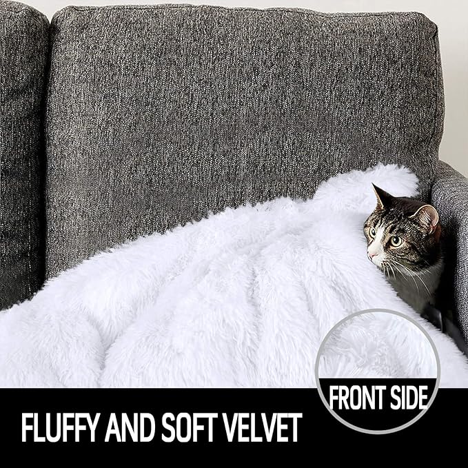 LOCHAS Luxury Fluffy Dog Blanket 20''x30'' White