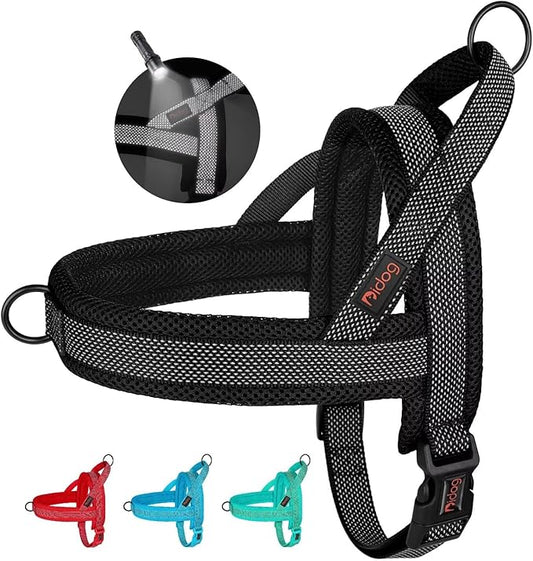 Didog No Pull Dog Harness with Breathable Mesh Padded, Full Reflective & Quick Fit Adjustable Vest Harness, Easy for Training Walking for Small & Medium and Large Dogs (Black, L)