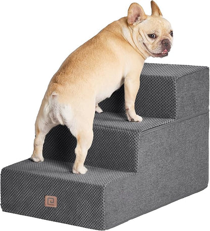 EHEYCIGA Dog Stairs for Small Dogs 16.5”H 3-Step Extra