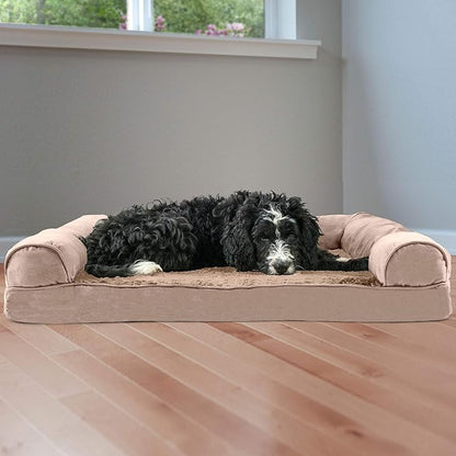Furhaven Memory Foam Dog Bed for Large/Medium Dogs w/ Removable Bolsters & Washable Cover 55 lbs