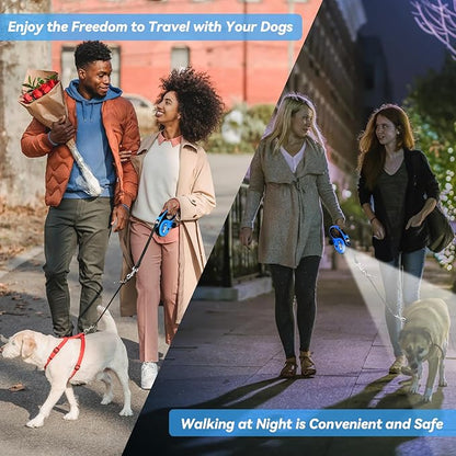 Heavy Duty Retractable Dog Leash for Large Dogs 26ft with 2 Poop 360° No 110Lbs. (Blue, 26ft)