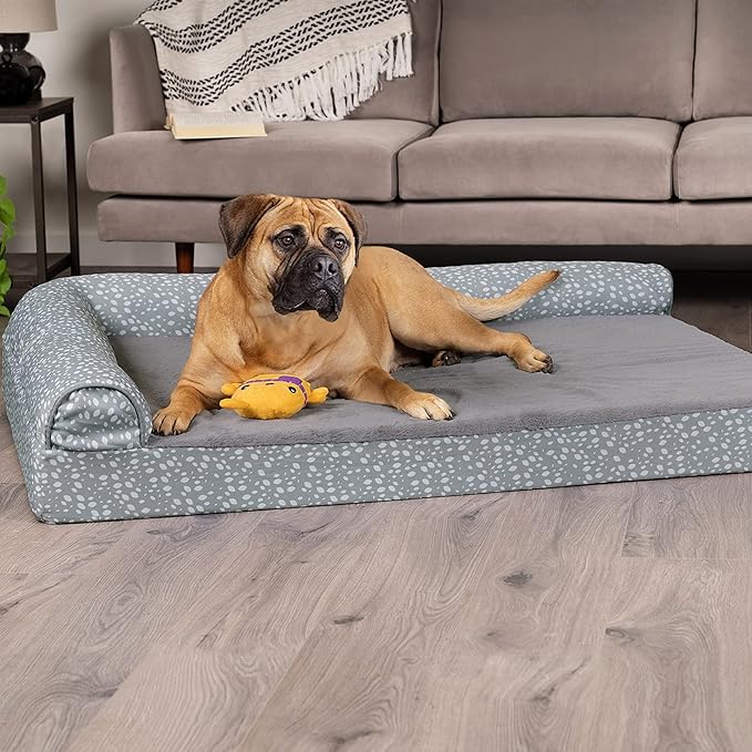 Furhaven Memory Foam Dog Bed for Large Dogs w/ Removable Bolsters & Washable Cover 125 lbs