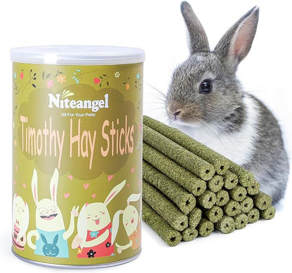 Niteangel 20pcs Natural Timothy Hay Sticks, Timothy Molar Rod for Rabbits, Chinchilla, Guinea Pigs and Other Small Animals.