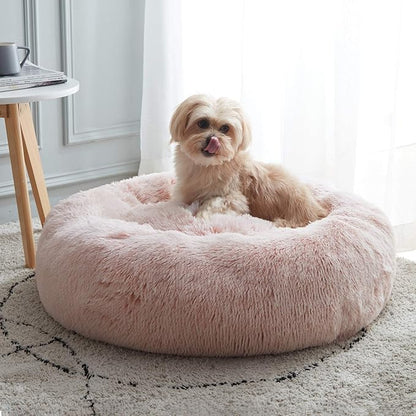 WESTERN HOME WH Calming Dog & Cat Bed, Anti-Anxiety Donut Cuddler Warming Cozy Soft Round Bed, Fluffy Faux Fur Plush Cushion Bed for Small Medium Dogs and Cats (20"/24"/27"/30")