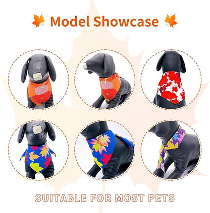 10PCS Large Dog Bandanas Fall Large XL XXL Big Dog Breed Pumpin Harvest Leaves Forest Autumn Pattern Kerchief Triangle Bibs Head Scarves for Boys and Girls Grooming Accessories Costume